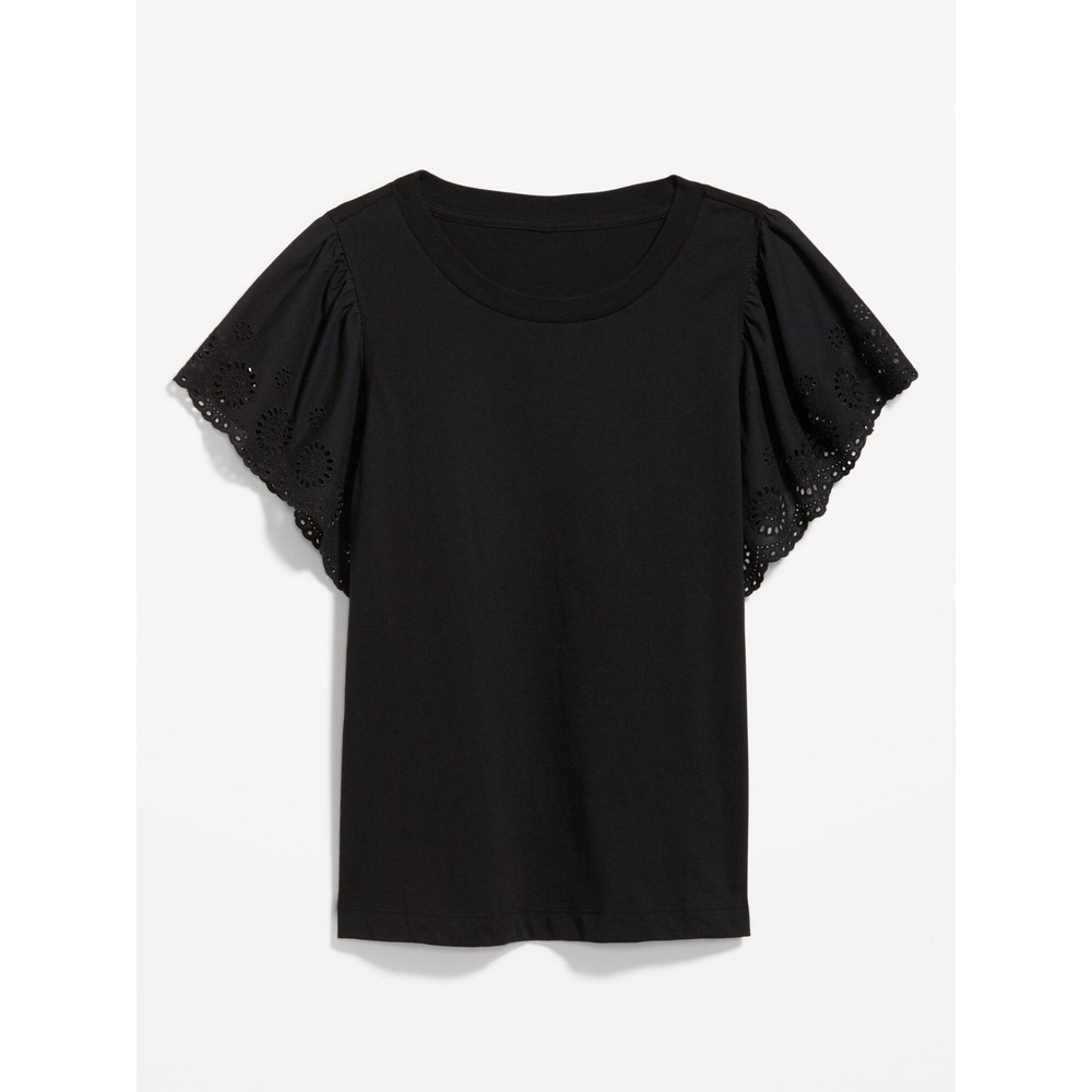 Old Navy Women's Cutwork-Sleeve Mixed Fabric Blouse - Black - Size XXL - #686598